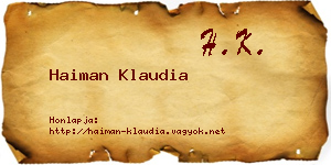 Haiman Klaudia névjegykártya